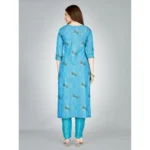 Generic Women's Casual 3-4 th Sleeve Embroidery Rayon Kurti Pant Set (Light Blue) - Image 7