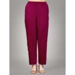 Generic Women's Casual 3-4 th Sleeve Embroidery Silk Blend Kurti Pant Dupatta Set (Rani) - Image 2