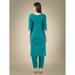 Generic Women's Casual 3-4 th Sleeve Embroidery Cotton Kurti Pant Dupatta Set (Light Green) - Image 4