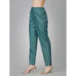 Generic Women's Casual 3-4 th Sleeve Embroidery Rayon Kurti Pant Set (Green) - Image 2