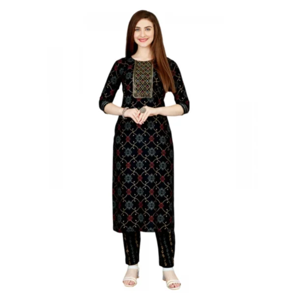 Black Rayon Kurti Set