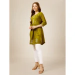Generic Women's Casual 3-4 th Sleeve Embroidered Rayon Tunic Top (Green) - Image 3