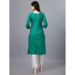 Generic Women's Casual 3-4 th Sleeve Embroidery Cotton Kurti (Light Green) - Image 5