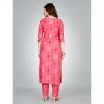 Generic Women's Casual 3-4 th Sleeve Embroidery Rayon Kurti Pant Set (Pink) - Image 7