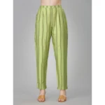 Generic Women's Casual 3-4 th Sleeve Embroidery Rayon Kurti Pant Set (Light Green) - Image 3