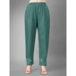 Generic Women's Casual 3-4 th Sleeve Embroidery Cotton Kurti Pant Dupatta Set (Teal) - Image 2