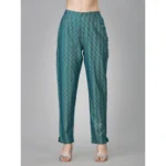 Generic Women's Casual 3-4 th Sleeve Embroidery Rayon Kurti Pant Set (Green) - Image 3