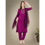 Embroidered Cotton Kurti Set - Angle 2