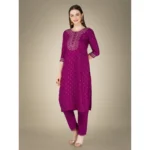 Embroidered Cotton Kurti Set - Angle 6