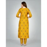 Generic Women's Casual 3-4 th Sleeve Embroidery Rayon Kurti Pant Set (Yellow) - Image 7