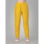 Generic Women's Casual 3-4 th Sleeve Embroidery Rayon Kurti Pant Set (Yellow) - Image 3