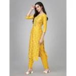 Generic Women's Casual 3-4 th Sleeve Embroidery Rayon Kurti Pant Set (Yellow) - Image 5