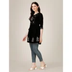 Generic Women's Casual 3-4 th Sleeve Embroidered Rayon Tunic Top (Black) - Image 2