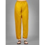 Generic Women's Casual 3-4 th Sleeve Embroidery Silk Blend Kurti Pant Dupatta Set (Golden) - Image 2