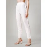 Generic Women's Casual 3-4 th Sleeve Embroidery Cotton Kurti Pant Set (Purple) - Image 2