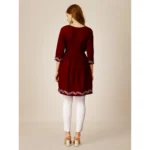 Generic Women's Casual 3-4 th Sleeve Embroidered Rayon Tunic Top (Maroon) - Image 4