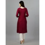 Generic Women's Casual 3-4 th Sleeve Embroidery Cotton Kurti (Maroon) - Image 5