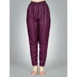 Generic Women's Casual 3-4 th Sleeve Embroidery Rayon Kurti Pant Set (Purple) - Image 2