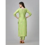 Generic Women's Casual 3-4 th Sleeve Embroidery Rayon Kurti Pant Set (Light Green) - Image 7