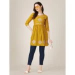 Generic Women's Casual 3-4 th Sleeve Embroidered Rayon Tunic Top (Mustard) - Image 6