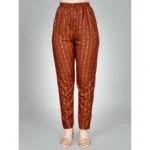 Generic Women's Casual 3-4 th Sleeve Embroidery Rayon Kurti Pant Set (Brown) - Image 2