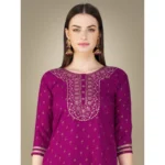 Embroidered Cotton Kurti Set - Angle 4