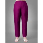 Generic Women's Casual 3-4 th Sleeve Embroidery Cotton Kurti Pant Dupatta Set (Purple) - Image 2