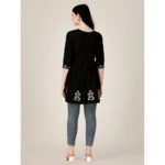Generic Women's Casual 3-4 th Sleeve Embroidered Rayon Tunic Top (Black) - Image 3