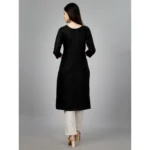 Generic Women's Casual 3-4 th Sleeve Embroidery Cotton Kurti (Black) - Image 5