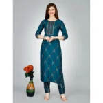 Dark Blue Kurti Pant Set - Angle 3
