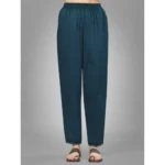 Generic Women's Casual 3-4 th Sleeve Embroidery Silk Blend Kurti Pant Dupatta Set (Blue) - Image 2