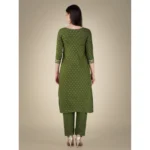 Green Cotton Kurti Set - Angle 4