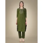 Green Cotton Kurti Set - Angle 7