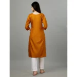 Generic Women's Casual 3-4 th Sleeve Embroidery Cotton Kurti (Mustard) - Image 5