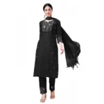 Women Black Cotton Kurti Set