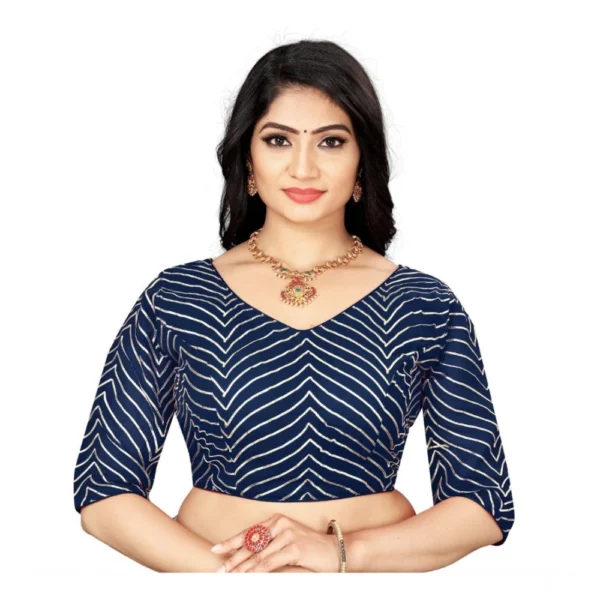 Navy Blue Georgette Embroidered Readymade Blouse for Women