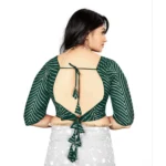 Generic Women's Georgette Embroidery Readymade Blouse (Green, Size: Free Size) - Image 4