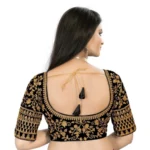 Generic Women's Velvet Embroidery Readymade Blouse (Black, Size: Free Size) - Image 3