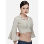 Generic Women's Cotton Striped Readymade Blouse (Beige, Size: Free Size) - Image 2