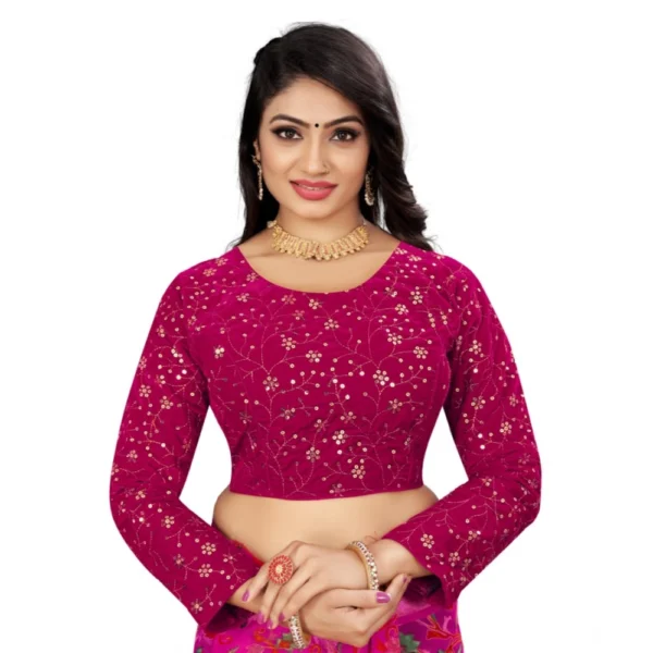 NariHaat pink velvet embroidery readymade blouse