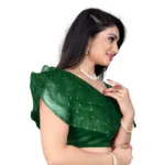 Generic Women's Nylon Diamond Work Readymade Blouse (Green, Size: Free Size) - Image 3