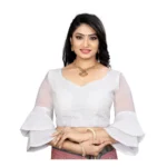 White Organza Embroidery Readymade Blouse