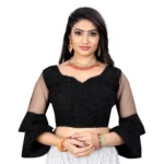Black Organza Embroidery Blouse for Women
