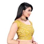 Generic Women's Phantom Embroidery Readymade Blouse (Yellow, Size: Free Size) - Image 3