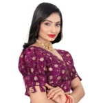 Generic Women's Jimmy Choo Embroidery Readymade Blouse (Purple, Size: Free Size) - Image 3