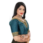 Generic Women's Banglory Embroidery Readymade Blouse (Teal, Size: Free Size) - Image 3