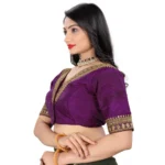Generic Women's Banglory Embroidery Readymade Blouse (Magenta, Size: Free Size) - Image 3
