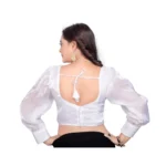 Generic Women's Organza Plain Readymade Blouse (White, Size: Free Size) - Image 4