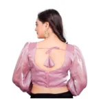 Generic Women's Organza Plain Readymade Blouse (Baby Pink, Size: Free Size) - Image 4