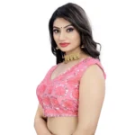 Generic Women's Nylon Net Sequins Readymade Blouse (Baby Pink, Size: Free Size) - Image 2